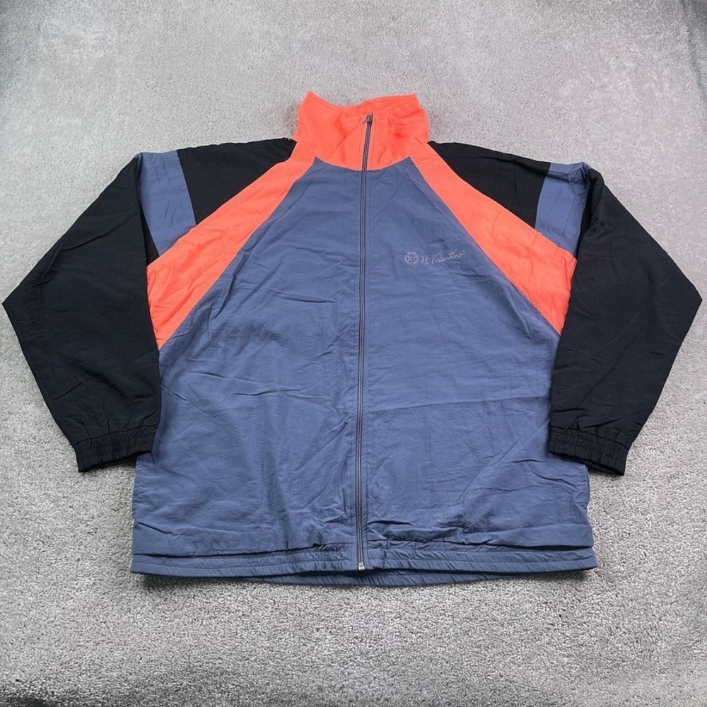 Vintage Hugo Valentino‎ Jacket Mens Large Grey Windbreaker Full Zip Retro 90s